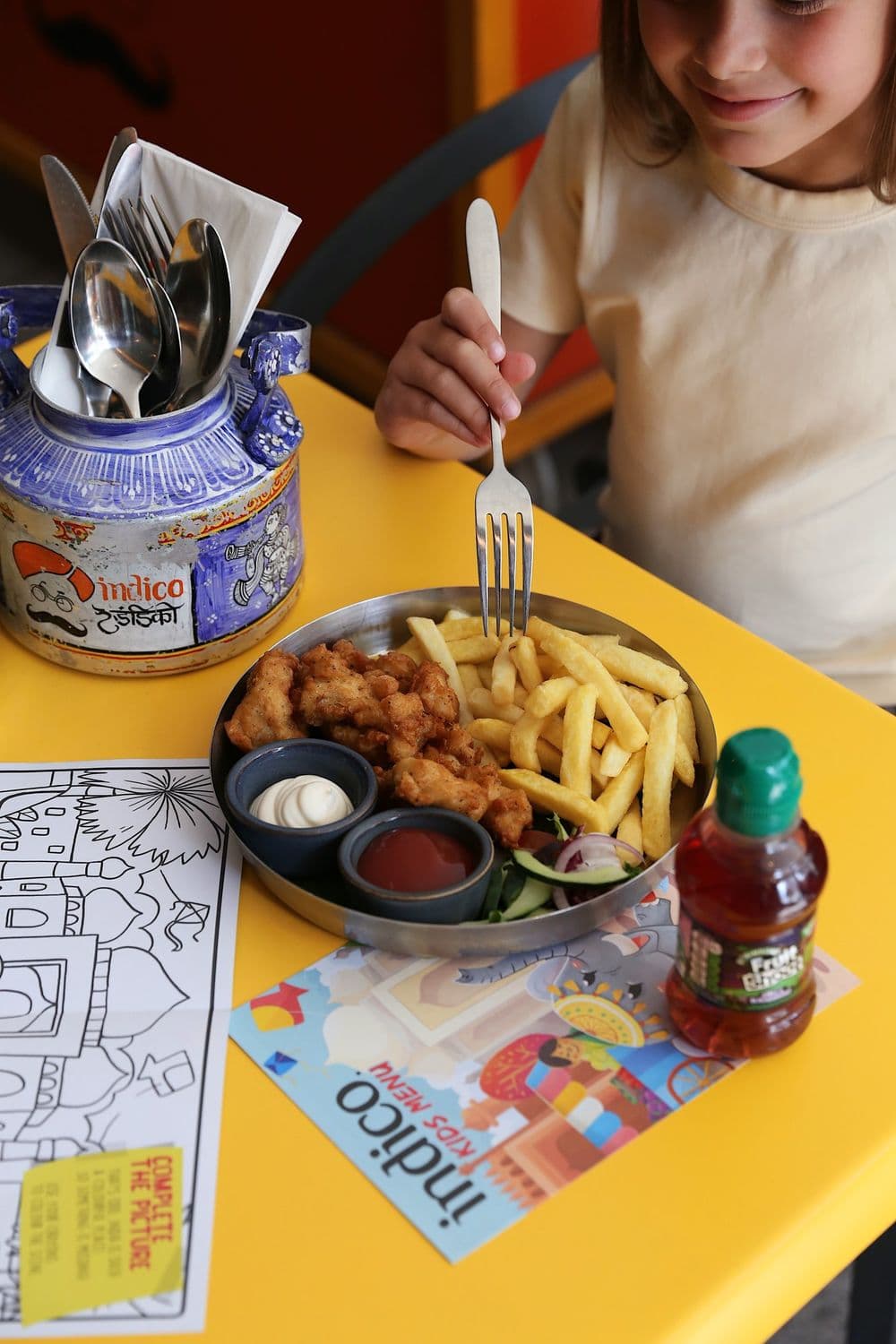 Kids' meal with fries and a drink