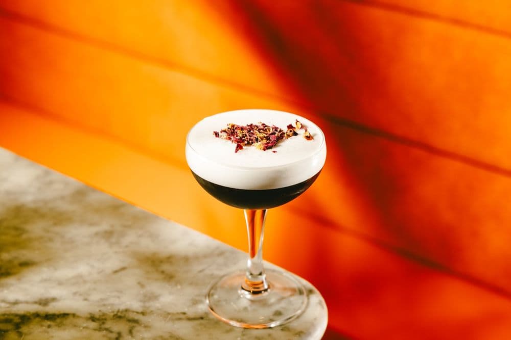 Espresso martini on a marble table